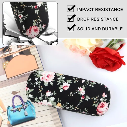 Miniatura 4 de Estuche rígido para gafas para mujer, diseño floral, retro, estuche portátil