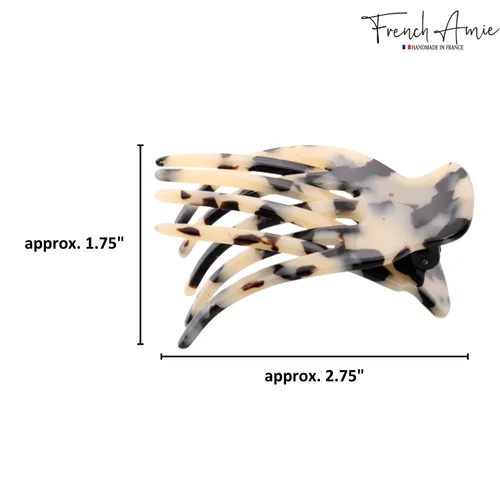 Miniatura 6 de French Amie Bear Paw - Pinza para el cabello de 2 ¾ pulgadas, diseño de celulosa blanca de Tokio, hecho a mano, bisagra lateral, para yoga