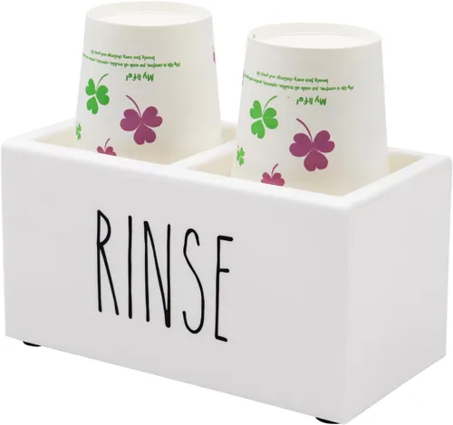 Miniatura 8 de Dispensador de vasos de papel Dixie de acrílico negro, portavasos desechables con organizador de enjuague, portavasos de 3/5 oz, organizador