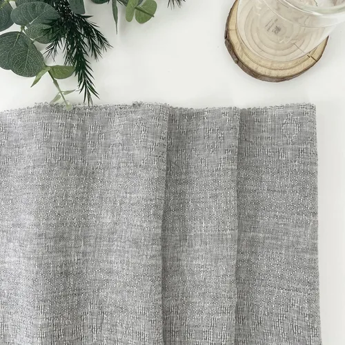 Tela de lino jacquard gris con múltiples patrones, fibra textil de primera calidad para manualidades, decoración del hogar y tapicería