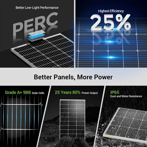 Miniatura 2 de HQST Panel solar monocristalino de 100 vatios y 12 V con conectores solares, módulo de alta eficiencia de energía fotovoltaica para carga