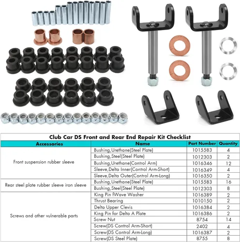 Miniatura 4 de 10L0L Kit de reparación de carros de golf delantero y trasero para Club Car DS 1992-Up Gas & Electric, kit de reconstrucción de lujo con pines