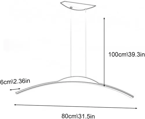 Miniatura 4 de 31.5in Dining Room Dimmable Chandeliers, Modern Linear Metal Ceiling Hanging Lighting, Adjustable Height Arc Shaped Pendant Lights for Kitchen Black