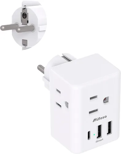 Miniatura 10 de Adaptador de enchufe de viaje para Suiza, adaptador de enchufe suizo con 3 tomacorrientes, 3 puertos de carga USB (1 USB C), adaptador de corriente