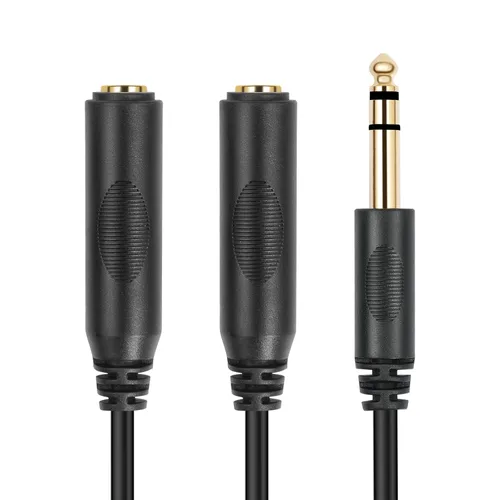 Miniatura 8 de 0.250 in 1/4 pulgadas macho estéreo a 2 conectores hembra TRS doble 1/4 "cable de altavoz de audio, cable adaptador divisor en Y