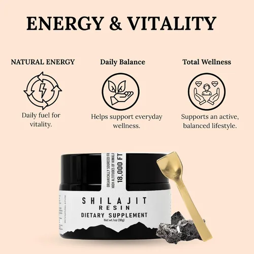 Miniatura 6 de The Goodbye Company Resina pura Shilajit – Orgánica con más de 85 oligoelementos y ácido fúlvico puro; para hombres y mujeres, impulso de energía