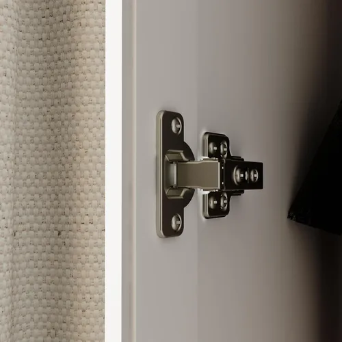 Miniatura 7 de FUFU&GAGA Armario estrecho con 2 puertas, moderno armario blanco para dormitorio con asas doradas, armario moderno de almacenamiento de ropa