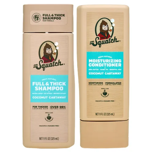 Dr. Squatch Juego de champú y acondicionador completo + grueso para hombre, para un cabello más completo y más grueso, champú y acondicionador