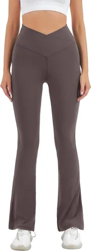 Miniatura 100 de HEGALY Pantalones de yoga acampanados para mujer, leggings cruzados, suaves, de cintura alta, pantalones casuales de entrenamiento con corte de bota