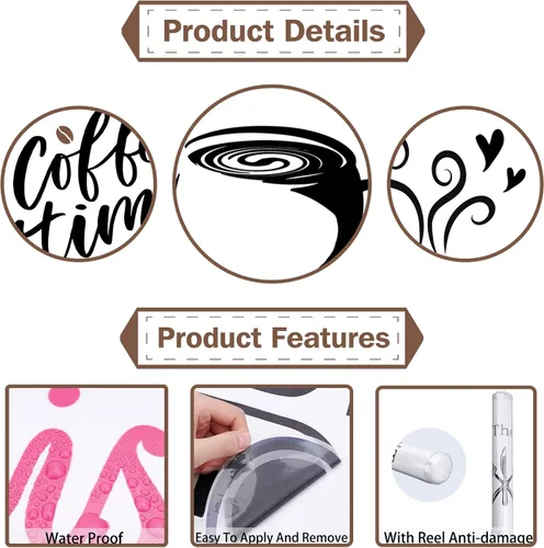 Miniatura 6 de OLYCRAFT Calcomanías de pared de PVC para taza de café, calcomanías artísticas, calcomanías para el hogar, murales para dormitorio, sala de estar