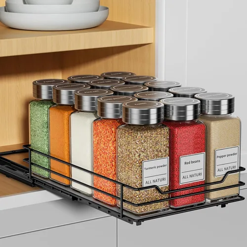 Miniatura 10 de RCHYFEED Organizador de especias para gabinete, 2 niveles extraíbles para armarios interiores y despensa, estante vertical de especias resistente