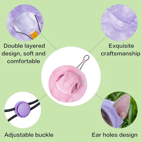 Miniatura 4 de Sombrero para mascotas con agujeros para las orejas, protector solar, gorra de béisbol adecuada para perros pequeños y medianos, sombrero de Rosa