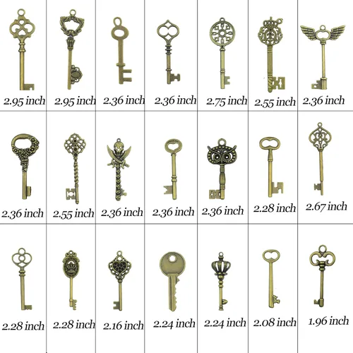 Miniatura 2 de Aokbean 50 dijes vintage de bronce de esqueleto con estilo antiguo para hacer joyas, regalos de boda, fiesta, colgante de bricolaje, Metal, Aleación.
