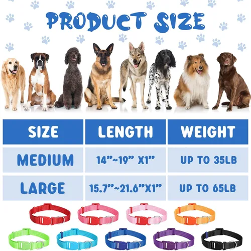 Miniatura 2 de Amylove Collar de nailon ajustable para cachorros, 27 unidades, para perros pequeños, medianos y grandes, múltiples mascotas con hebilla de Lindos