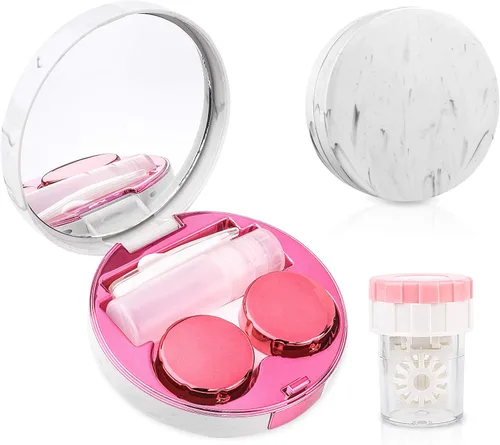 Miniatura 11 de Estuche de Viaje para Lentes de Contacto con Limpiador y Lavadora, Estuche Portátil para Lentes de Contacto con Espejo, Pinzas, Herramienta
