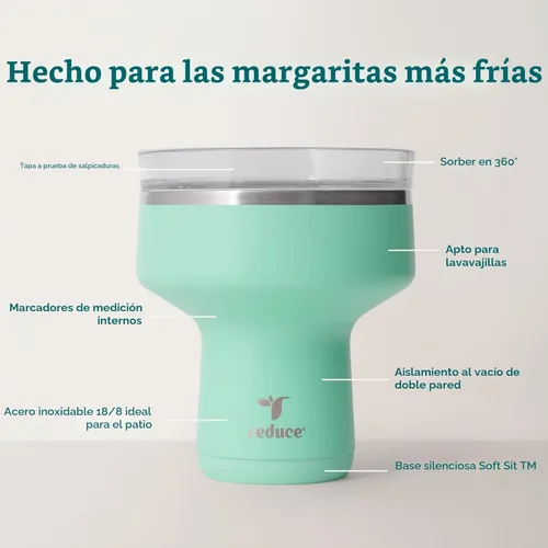 Miniatura 4 de Reduce Saltini - Vaso de cóctel de 16 onzas, vaso aislado de margarita con tapa, mantiene las bebidas frías durante 10 horas, alternativa al vaso