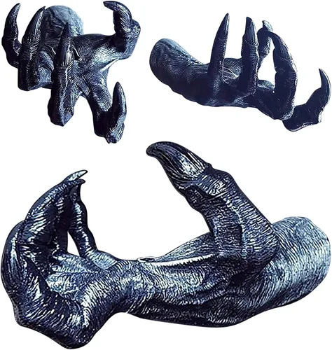 Miniatura 2 de DYFCNP Estatuas para colgar en la pared de la mano del demonio de la bruja, decoración gótica de arte de pared, decoración de bruja, escultura