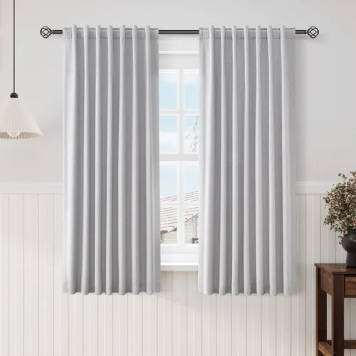 Miniatura 52 de Cortinas de lino 100% opacas para dormitorio, 102 pulgadas de largo, con pestaña trasera, bolsillo para barra, paneles acústicos con aislamiento