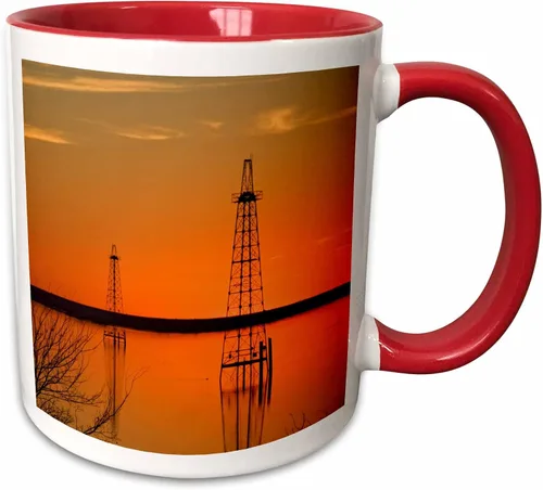 Miniatura 8 de 3dRose Oil well derricks, Industry, Lake Arrowhead, Texas - US44 LDI0004 - Larry Ditto 15oz Two-Tone Black Mug
