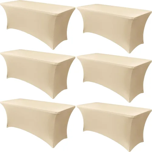 Miniatura 25 de Obstal Paquete de 6 Fundas de Mesa Elásticas de Spandex para Mesas de 6 Pies - Mantel Rectangular Universal Ajustado de 6 Pies Protector para Bodas