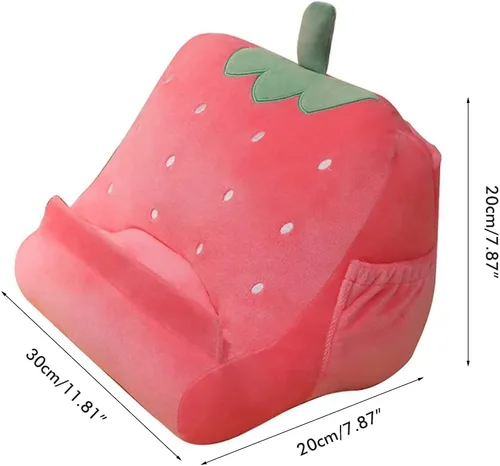 Miniatura 3 de Dpofirs Soporte de almohada para tableta, soporte de tableta de felpa suave con bolsillos de almacenamiento para niños, compatible con almohadillas