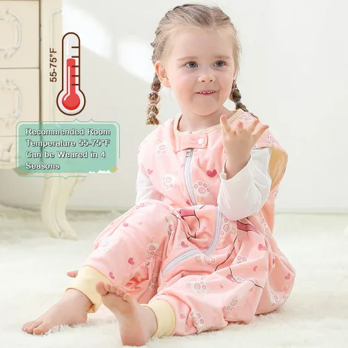 Miniatura 4 de MICHLEY Manta unisex para bebé, saco de dormir sin mangas con pies, gato, 1-3T