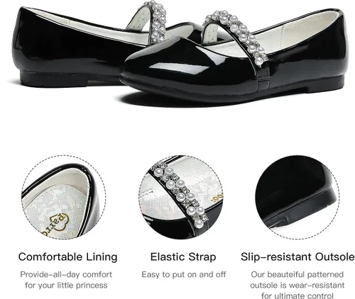Miniatura 5 de Zapatos de vestir para niñas pequeñas, zapatos de flores, zapatos de princesa, boda, fiesta, zapatos planos para niñas pequeñas y grandes