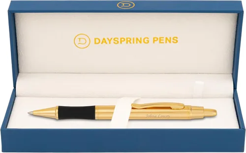 Miniatura 11 de Dayspring Pens, Monroe - Bolígrafo negro, grabado personalizado con detalles de oro de 18 quilates, acción de clic, tinta negra de punta media