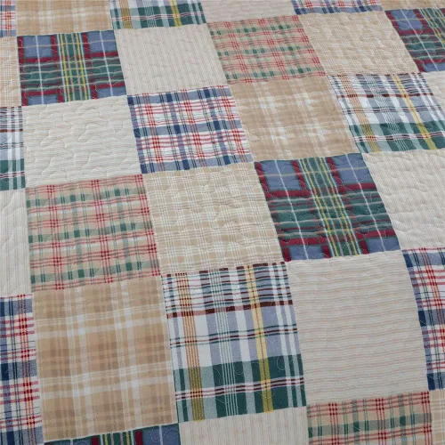 Miniatura 8 de Juego de edredón tamaño Queen, colcha a cuadros, cubrecama Queen, edredones Queen de retazos, ropa de cama para hombres colección a cuadros, colcha