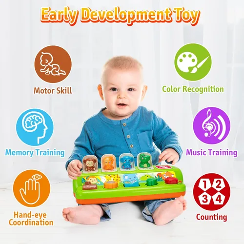 Miniatura 9 de Duchong Juguetes emergentes para niños y niñas de 1 año, juguetes interactivos de causa y efecto con música y luz para bebés de 6 a 12 meses