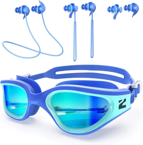 Miniatura 16 de ZIONOR G1 Lite - Gafas de natación polarizadas con 3 pares de tapones para los oídos, gafas de natación con protección UV antivaho para adultos, A3