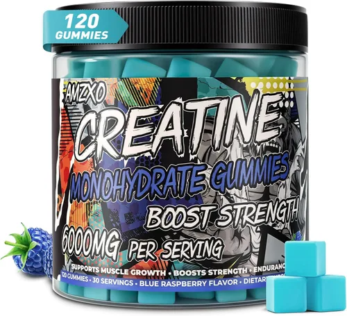 Gomitas de monohidrato de creatina, 0.23 onzas, 120 unidades de constructor muscular para hombres y mujeres, suplemento de preentrenamiento,
