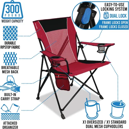 Miniatura 9 de Kijaro Dual Lock Pro, Silla plegable para fanáticos de deportes, 26" L x 35.5" W x 37" H, Carolina Panthers