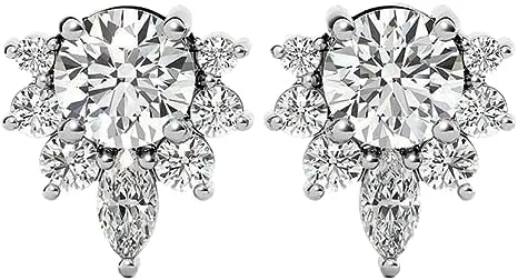 Miniatura 8 de IGI - Aretes redondos de diamantes de laboratorio con certificación Lotus en oro amarillo blanco de 14 k para mujer (color H-I, claridad VS2-SI1)