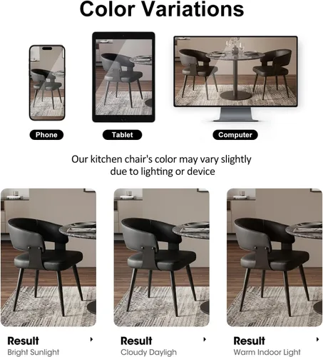 Miniatura 6 de Dining Chairs Set of 2, Modern Upholstered Faux Leather Kitchen Chairs with Curved Back, Easy to Assemble & Clean for Dining Room, Restaurant, Cafe