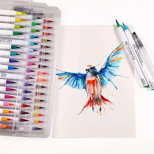 Miniatura 6 de CHROMATEK Juego de 54 bolígrafos de acuarela Incluye bloc de 15 páginas y serie de tutoriales de video en línea 4 Aquapens y 50 colores únicos