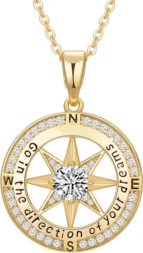 Regalos de graduación para ella 2023, collar inspirador de brújula para graduados para mujeres y niñas, joyería de clase de 2023, regalos de