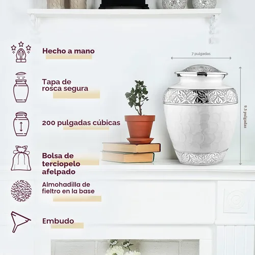 Miniatura 2 de Trupoint Memorials Urna de cremación para cenizas para mujeres y mujeres, urnas para cenizas humanas macho, urna funeraria grabada de madreperla