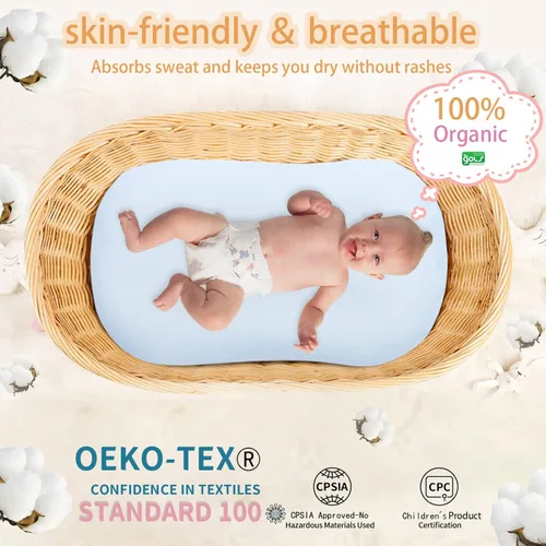 Miniatura 3 de Pucmaoci Fundas impermeables orgánicas para tumbonas de bebé 100% algodón orgánico Funda extraíble con forro impermeable Lavable a máquina