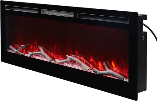 EDYO LIVING Chimenea eléctrica de 50 pulgadas empotrada y montada en la pared y lineal con temporizador, control remoto, color de llama ajustable