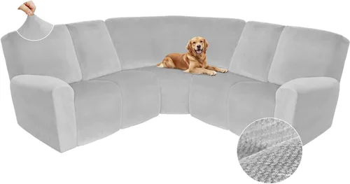 Miniatura 574 de Arfntevss Fundas de sofá seccional reclinable de terciopelo, Funda de sofá seccional de esquina para sofá reclinable, Funda elástica suave