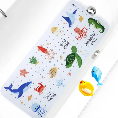 Miniatura 11 de Tapete de Baño para Bebé para Bañera Antideslizante para Niños, Tapete de Bañera Extra Largo de 40X16 Pulgadas, Tapete de Baño y Ducha para Niños