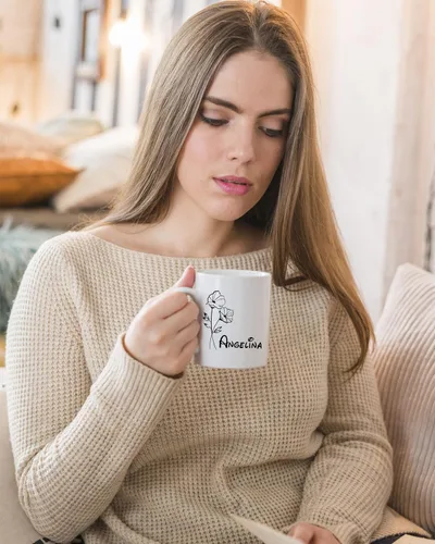 Miniatura 5 de HELLO ACCESORIES Personalized Coffe Mug Initial Coffee Mug Ceremic Cup Personalized Gift Birth Flower Mug Tea Cup Customized Coffee Cup
