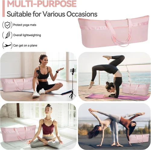 Miniatura 7 de Large Yoga Mat Tote Bag for Women with Holder Strap,Pilates Gym Tote Bag with Shoes Bag & Wet Pocket