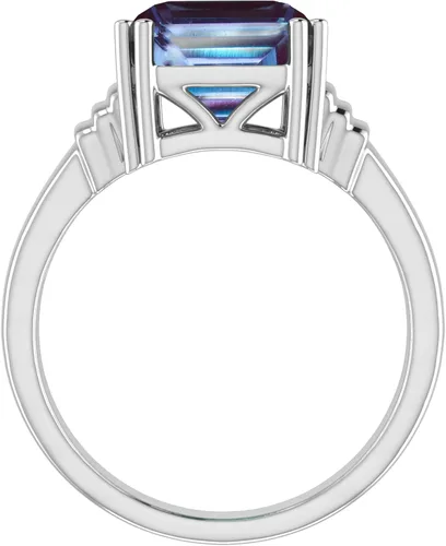 Miniatura 4 de Anillo solitario de plata de ley con cambio