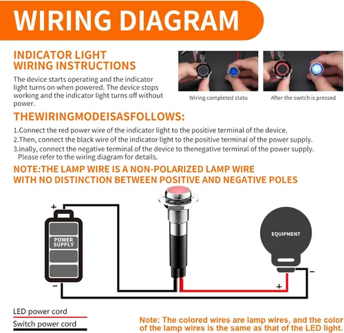Miniatura 3 de 5 piezas 8 mm (5/16'') luz indicadora LED Luz piloto de metal lámpara 110V 220V luces anodizadas en negro aluminio impermeable ip67 lámpara de señal