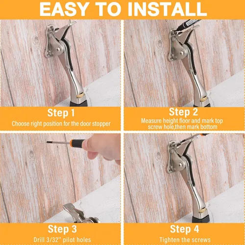 Miniatura 5 de Kenning Tope de puerta resistente de 4 pulgadas, topes de puerta de metal para puerta, protector de pared con punta de goma, fácil de instalar