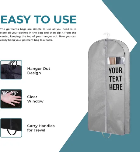 Miniatura 11 de Personalized Passion Bolsas de ropa para hombres y mujeres, tamaño perfecto de 60 pulgadas, funda de traje para viajes y almacenamiento, bolsa