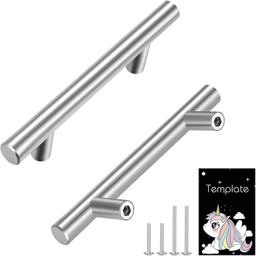 Miniatura 10 de HBL' - Paquete de 5 jaladeras de acero inoxidable para cocina, con 3 pulgadas de distancia entre los agujeros, color negro mate, para gabinetes