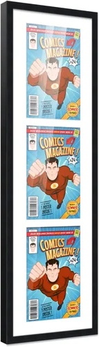 Miniatura 64 de Poster Palooza Marco de cómic con paspartú para 1 cómic de la Edad de Bronce publicado entre 1970 y 1985, marco de cómic negro para cómic de 7.25 x